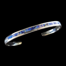 Navajo Hand-Crafted Blue Spider Opal Inlaid Bracelet