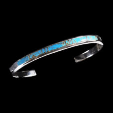 Navajo Hand-Crafted Inlaid Turquoise Cuff Bracelet