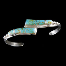 Navajo Inlaid Double Ribbon Spider Turquoise Bracelet