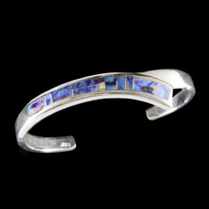 Navajo Spider Blue Opal Inlay Ribbon Bracelet