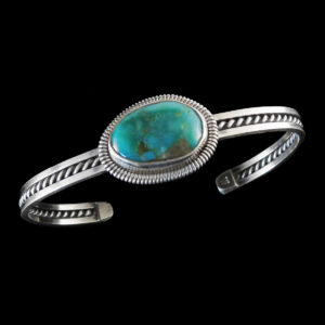 Navajo Turquoise & Silver Twisted Rope Bracelet