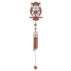 Owl wind chime features an owl design in metal & glass & decorative stones. Top platform is a copper finish coil design with 4 chimes. Safe for indoor/ouOwl Wind Metal & Glass Chimetdoors.