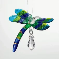 Peacock Fantasy Glass Dragonfly