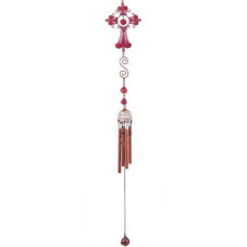 Pink Copper Cross Wind Chime