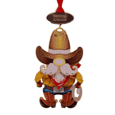 Cowboy Knome Brass Christmas Ornament
