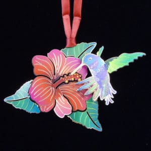 Hummingbird & Flower Brass Ornament