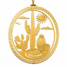 Arizona Saguaro Brass Ornament