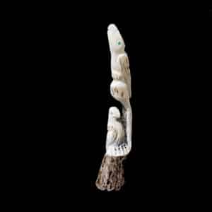 IAC-FET-197 Authentic Bone Antler Zuni Double Eagle Carving