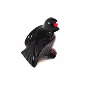 Bowannie Zuni Black Marble Raven Fetish Carving