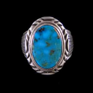 Lg Navajo Turquoise Stone & Silver Ring
