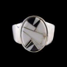 Navajo Oval White Buffalo Inlaid Ring