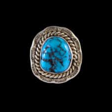 Navajo Turquoise Stone w/Scroll Ring