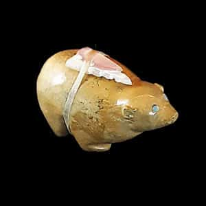 Travertine Bear Fetish Carving by Leekya