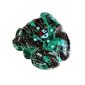 Zuni Malachite Frog Carving with Sunface