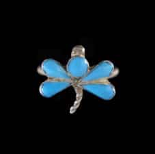 Zuni Turquoise Inlaid Dragonfly Ring