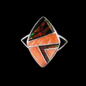Spiny Oyster & Opal Inlaid Ring