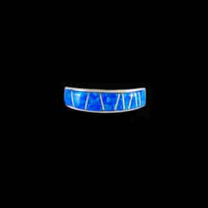 Navajo Thin Blue Cultured Opal Inlaid Band