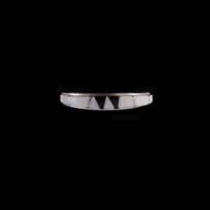 Navajo White Buffalo Thin Inlaid Ring