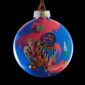 Blue & Pink Southwest Collectible Glass Ornament