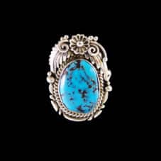Navajo Flower Setting with Turquoise Stone