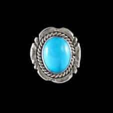 Navajo Round Turquoise Stone Ring