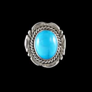 Navajo Round Turquoise Stone Ring