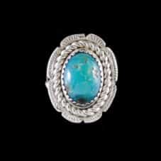 Navajo Turquoise Stone w/Scroll Ring