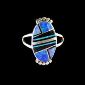 Navajo Opal & Onyx Inlaid Ring