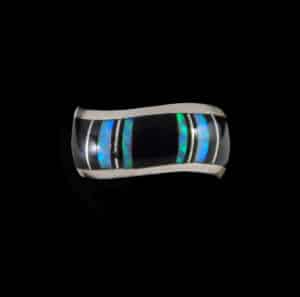 Wide Onyx & Opal Inlaid Ring