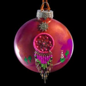 Pink Dreamcatcher Hand-Painted Glass Ornament