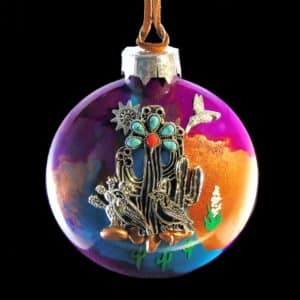 Purple, Blue, & Bronze Desert Scene Glass Ornament