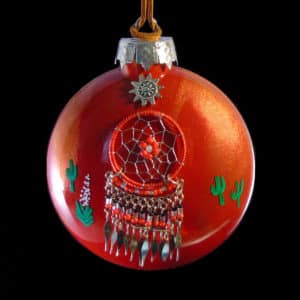 Red Dreamcatcher Hand-Painted Glass Ornament