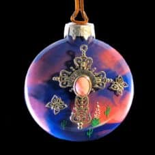 Southwest Cross Blue & Pink Glass Ornament