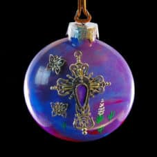 Southwest Cross Purple Handmade Glass Ornament