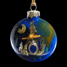 Southwest Night Sky Coyote Glass Ornament