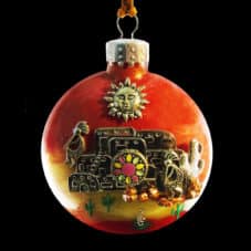 Southwest Pueblo Scene Collectible Glass Ornament