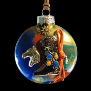Western Boot Earth Tone Hand Painted Ornament