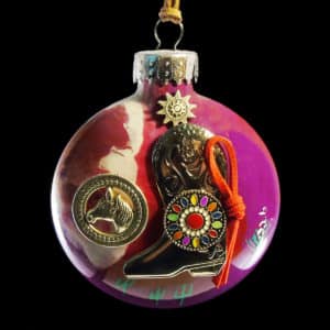 Western Boot Purple Hand Painted Ornament
