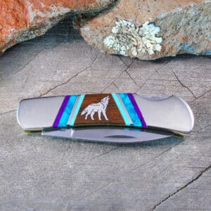 Howling Wolf Inlaid Pocket Knife