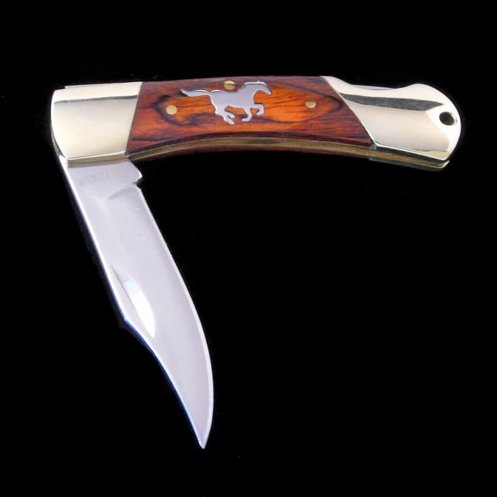 Running Stallion Inlaid Wood Knife |Joe Wilcox Indian Den