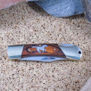 Running Stallion Inlaid Wood Knife
