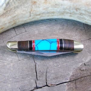 Turquoise and Onyx Inlaid Pocket Knife