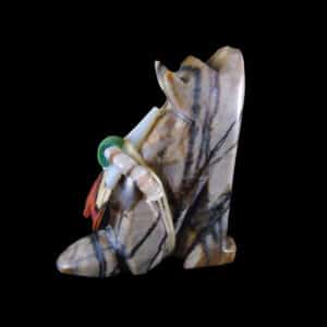 Navajo Coyote Marble Fetish with Arrowhead Bundle