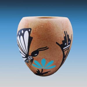 Hand-Made Genuine Mesa Pueblo Butterfly Pottery Vase