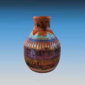 One-Of-A-Kind Traditional Horsehair Etched Pottery Vase