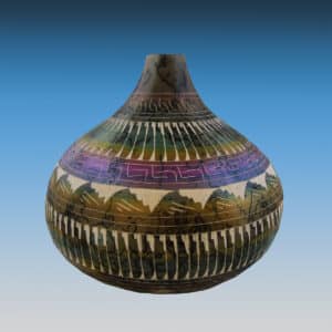 Hand-Etched Authentic Navajo Horsehair Vase