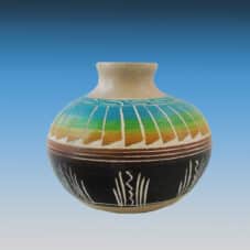 Cecilia Benally Authentic Navajo Horsehair Etched Clay Pot