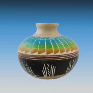 Cecilia Benally Authentic Navajo Horsehair Etched Clay Pot