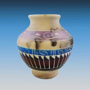 Hand-Crafted Original Navajo Horsehair Etched Vase