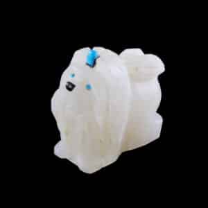 Rare Zuni Maltese Dog Fetish Carving